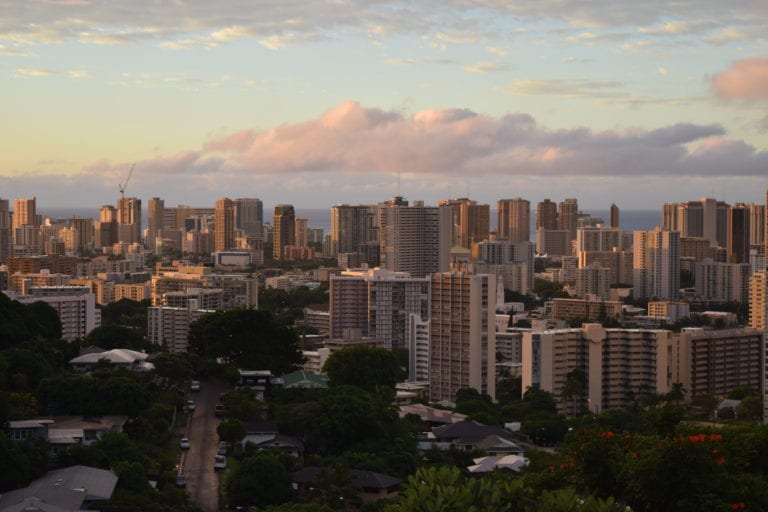 The Cost of Living In Hawaii. Sunset view over Honolulu